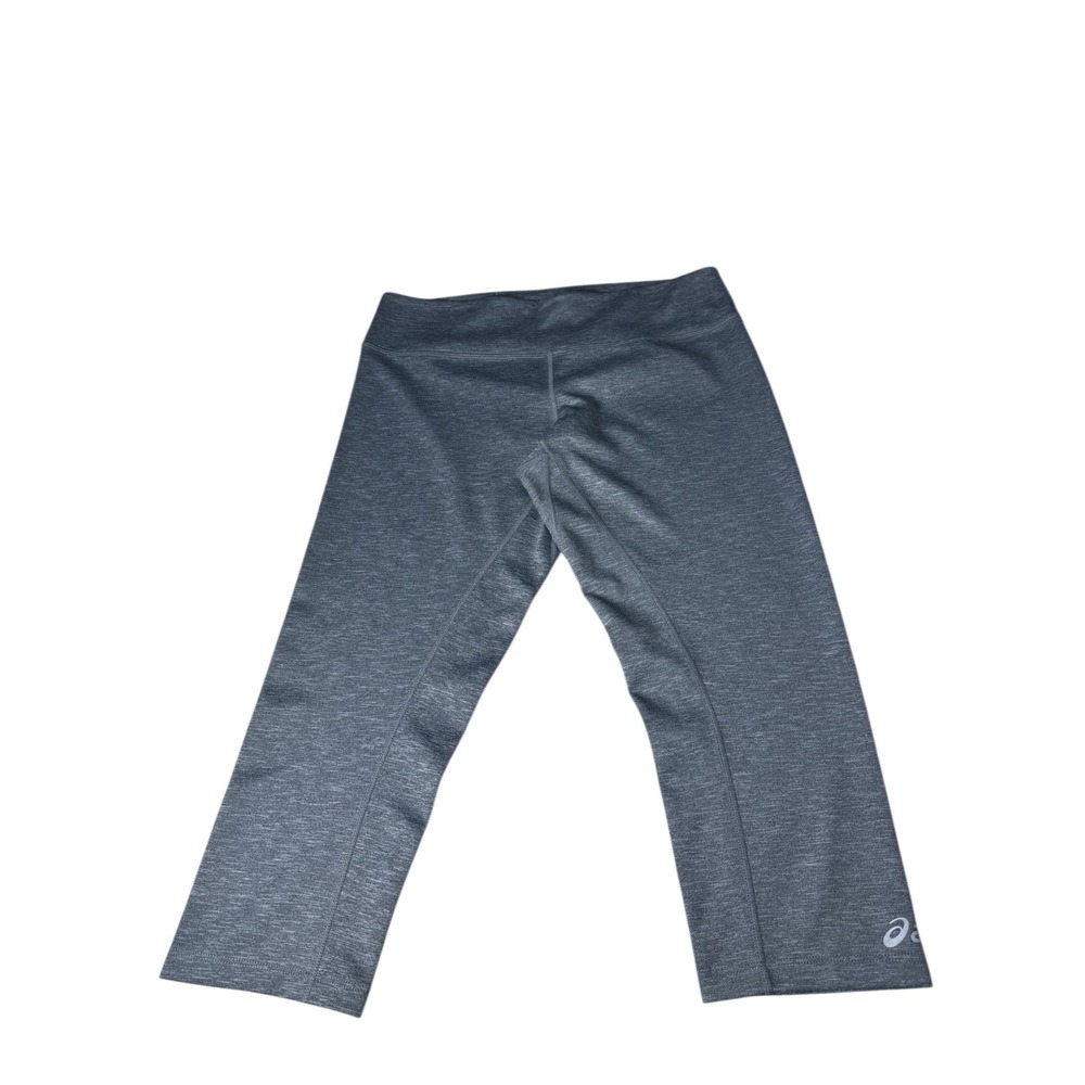 ASICS Womens Performance Capri Leggings Heathered Gray Stretch Activewear Size L